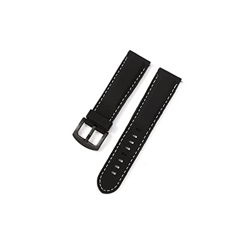 VISIYUBL Silikon Gummi -Sport -Uhren -Band Universal Handgelenksgürtel Armband 18mm 20 mm 22 mm 24 mm Pass for Samsung Gear S2 S3 Fit for Huawei Watch Männer Frauen (Color : Black-whiteline02, Size von VISIYUBL