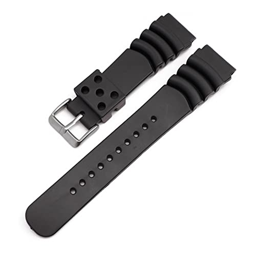 VISIYUBL Silikon Gummi -Uhr -Gurtband 20mm 22 mm 24 mm fit for Seiko fit for Casio Uhr Waterdes Sportgurt for Männer Frauen Generic Watchband (Color : Black, Size : 22mm) von VISIYUBL