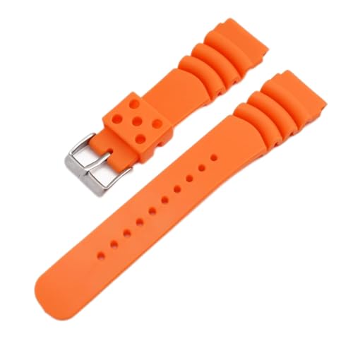 VISIYUBL Silikon Gummi -Uhr -Gurtband 20mm 22 mm 24 mm fit for Seiko fit for Casio Uhr Waterdes Sportgurt for Männer Frauen Generic Watchband (Color : Orange, Size : 22mm) von VISIYUBL