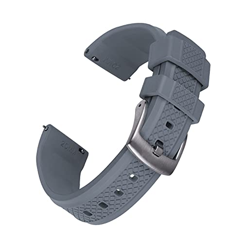 VISIYUBL Stil Fluor-Gummi-Riemen 20mm 22mm Uhren-Band-Taucher-Keeper-Schnellspanner-Uhr-Armband for Männer Frauen-Watch-Zubehör (Color : Gray, Size : 22mm) von VISIYUBL