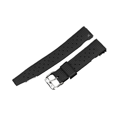 VISIYUBL Tropische Fluor-Gummi-Uhr-Armband 20mm 22mm wasserdichtes poröses atmungsaktive Tauchsport Männer Frauen Watch Strap-Ersatz (Color : Black, Size : 20mm) von VISIYUBL