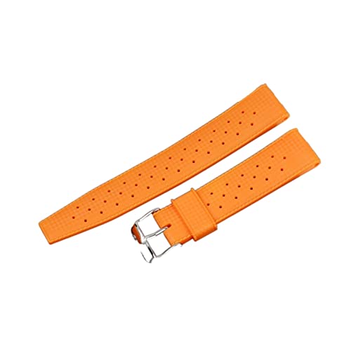 VISIYUBL Tropische Fluor-Gummi-Uhr-Armband 20mm 22mm wasserdichtes poröses atmungsaktive Tauchsport Männer Frauen Watch Strap-Ersatz (Color : Orange, Size : 20mm) von VISIYUBL