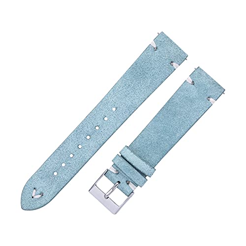 VISIYUBL Uhren Bands Riemen handgefertigt for Männer Frauen 18mm 20mm Leder Watch Strap Braun 7 Farben Schnellspanner Uhr Armband (Color : Blue, Size : 20mm) von VISIYUBL