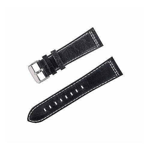 VISIYUBL Uhrenbänder Leder Frauen Männer Uhrenarmband 22mm 24mm Gürtel Vintage Uhr Armbandband Grün Schwarz Weiche Gurt (Color : Black, Size : 24mm) von VISIYUBL