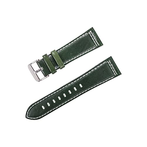 VISIYUBL Uhrenbänder Leder Frauen Männer Uhrenarmband 22mm 24mm Gürtel Vintage Uhr Armbandband Grün Schwarz Weiche Gurt (Color : Black green, Size : 24mm) von VISIYUBL