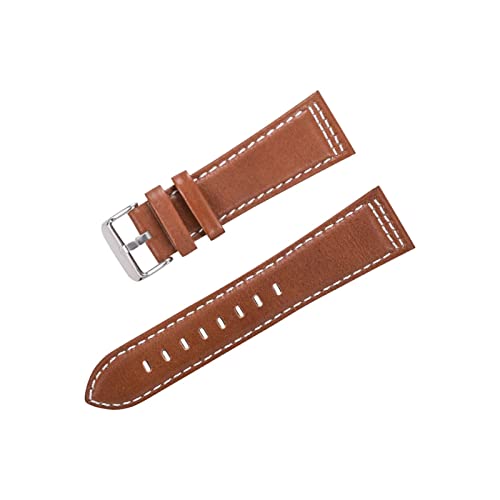 VISIYUBL Uhrenbänder Leder Frauen Männer Uhrenarmband 22mm 24mm Gürtel Vintage Uhr Armbandband Grün Schwarz Weiche Gurt (Color : Brown, Size : 24mm) von VISIYUBL