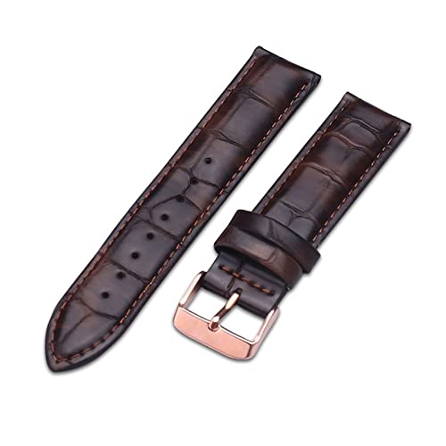 VISIYUBL Uhrenriemen Braun mit Roségold Uhrenband 14mm 18mm 20mm Fit DW. Fit for Daniel Fit for Wellington Watch-Band (Color : Rose-Brown A, Size : 19mm) von VISIYUBL