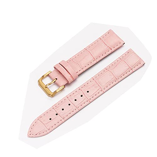 VISIYUBL Universal Ersatz Lederarmband Leder Armband for Männer Frauen 12mm 14mm 16mm 18mm 19mm 20mm 21mm 22mm Uhr Uhr Band (Color : Gold-Pink, Size : 17mm) von VISIYUBL