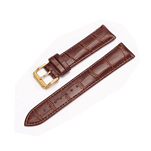 VISIYUBL Universal Ersatz Lederarmband Leder Armband for Männer Frauen 12mm 14mm 16mm 18mm 19mm 20mm 21mm 22mm Uhr Uhr Band (Color : Gold-borwn, Size : 19mm) von VISIYUBL