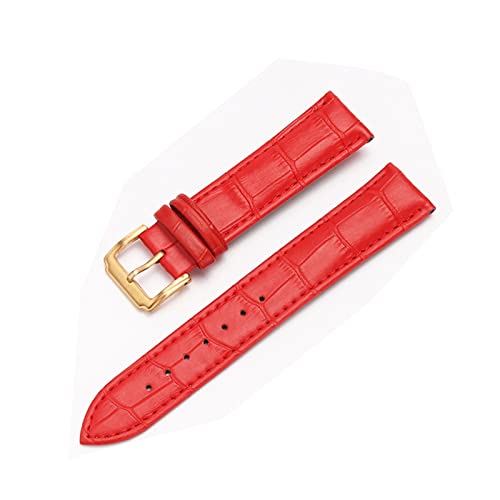 VISIYUBL Universal Ersatz Lederarmband Leder Armband for Männer Frauen 12mm 14mm 16mm 18mm 19mm 20mm 21mm 22mm Uhr Uhr Band (Color : Gold-red, Size : 16mm) von VISIYUBL