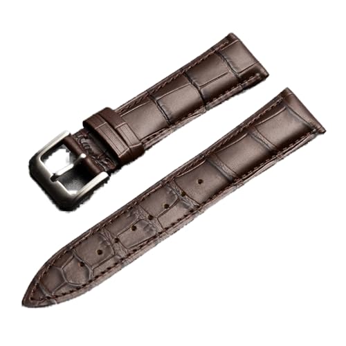 VISIYUBL Universal Ersatzschicht Lederarmband Leder Armband for Männer Frauen 10mm-24mm Uhrenarmband (Color : Brown-Silver buckle, Size : 20mm) von VISIYUBL