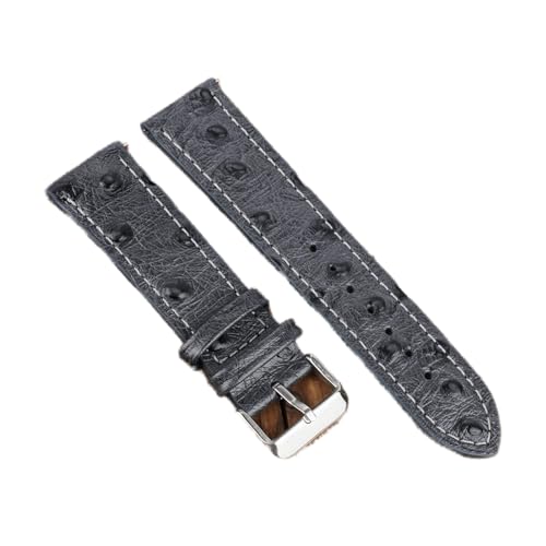 VISIYUBL Vintage Straußmuster Leder Armband 18mm 20mm 22mm 24mm Schwarz Uhrengurt Gürtel for Watch Repalcement (Color : Grayblack-whiteline, Size : 20mm) von VISIYUBL