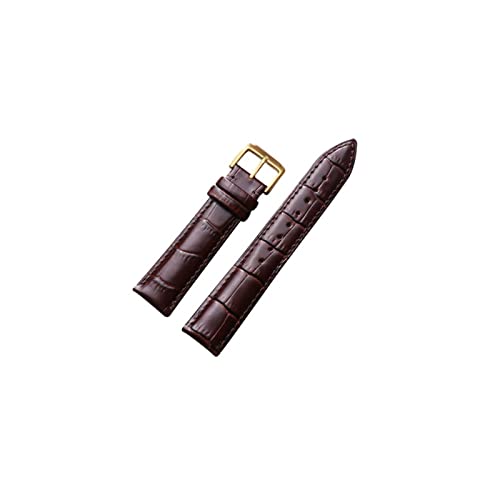 VISIYUBL Watch 22mm Lederarmbands 16mm 18mm 20mm 24mm Schwarz Braun Frauen Männer Uhrenband Band Gurt mit Schnalle (Color : Gold-brown, Size : 21mm) von VISIYUBL