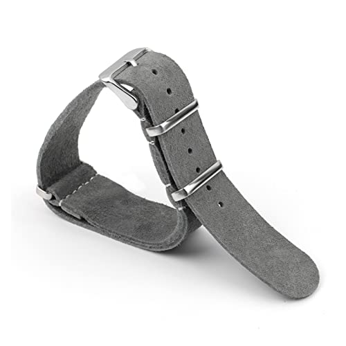 VISIYUBL Watch Strap Leder weiche Uhr Band Edelstahl Square Schnalle Handgelenk Ersatz Strap18mm 20mm 22mm 24mm (Color : Gray, Size : 18mm) von VISIYUBL