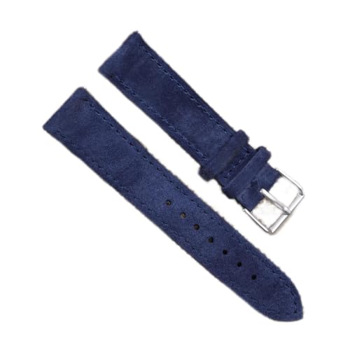 VISIYUBL Wildleder-Armband-Armband 18mm 19mm 20mm 22mm 24mm handgefertigte Stitching Watchstrap Schnellversion for Männer Frauen Watch Ersatz (Color : Dark blue, Size : 22mm) von VISIYUBL