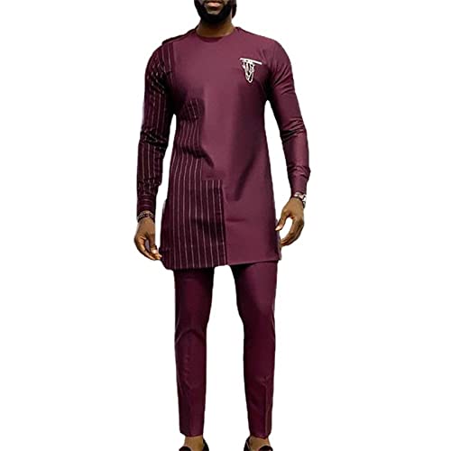 VIVICOLOR Afrikanisches 2-teiliges Herren-Outfit Langarm-Ankara-Hemd und Hose Traditionelle afrikanische Dashiki-Mode-Anzug-Set-Kleidung VIVICOLOR Afrikanisches 2-teiliges Herren-Outfit Langarm-Ankara-Hemd und Hose Traditionelle afrikanische Dashiki-Mode-Anzug-Set-Kleidung von VIVICOLOR