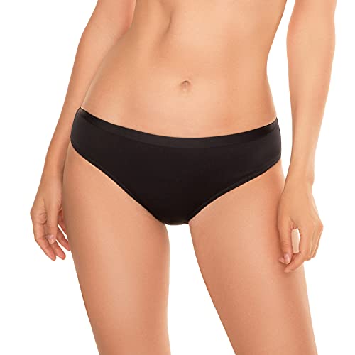 VIVISENCE Bikinislips Dame Bademode Musterlos Normaler Bund Setteil EU 3001, Schwarz,44 von VIVISENCE