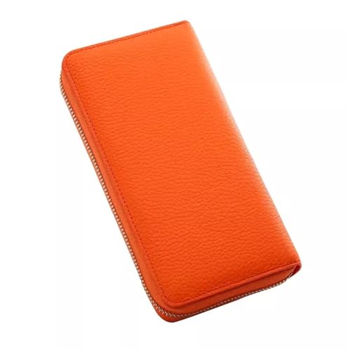 VKEID Damen Geldbörse Damen-Clutch aus Leder mit langem Organ-Reißverschluss und Leder-Clutch Geldbörse mit Großem Fassungsvermögen (Color : Orange, Size : 20x10x3cm) von VKEID