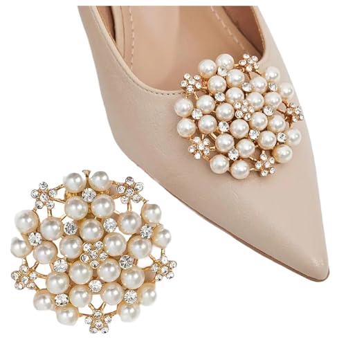 VKEID Schuhclips Schnalle Abnehmbare Perle runde Schuhclips Schuhschnalle Hochzeit Schuhe Zubehör Schuhe Blume Schuhe Schmuck von VKEID