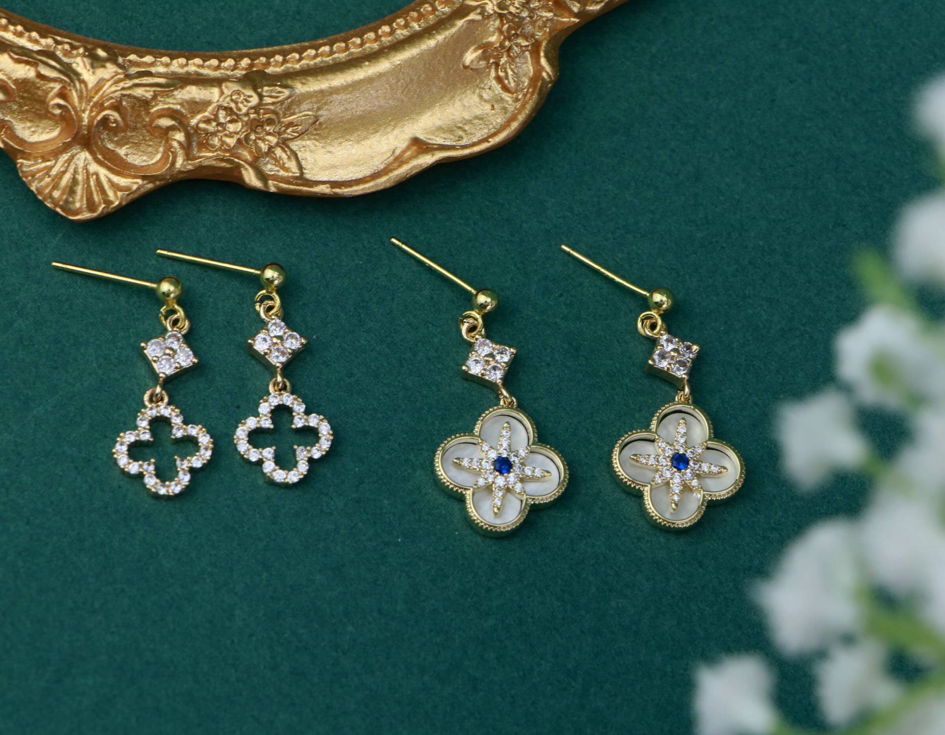 Clover Earrings, Sapphire Star Earrings, 18K Gold Filled Cz Diamond Flower Dangle Earrings, Gifts For Her, Birthday Gifts, Christmas Gifts Clover Earrings, Sapphire Star Earrings, 18K Gold Filled Cz Diamond Flower Dangle Earrings, Gifts For Her, Birthday Gifts, Christmas Gifts von VKGCreation