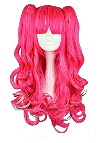 Long Wavy Synthetic Light Pink/black/grey/brown Multi-Color 2 clips Cosplay Wigs 100% High Temperature Fiber WIG-380 von VLEAP