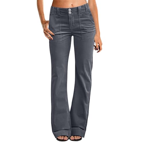 VLOYSR Damen Weites Bein Kleid Schlaghose für Frauen Doppelknopf Mid Waist Cordhose Frühling Jeans Trendy VLOYSR Damen Weites Bein Kleid Schlaghose für Frauen Doppelknopf Mid Waist Cordhose Frühling Jeans Trendy von VLOYSR