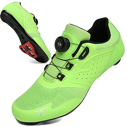 VNANV Fahrradschuhe Herren Damen Rennradschuhe MTB Schuhe Herren Damen rennradschuhe Herren rennrad Fahrradschuhe Look SPD SPD-SL Delta Lock Pedal Reitschuhe Spinning Schuhen(37,Grün) von VNANV