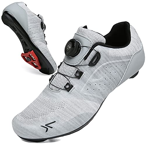 VNANV Fahrradschuhe Herren Damen Rennradschuhe MTB Schuhe Herren Damen rennradschuhe Herren rennrad Fahrradschuhe Look SPD SPD-SL Delta Lock Pedal Reitschuhe Spinning Schuhen(38,Grau) von VNANV