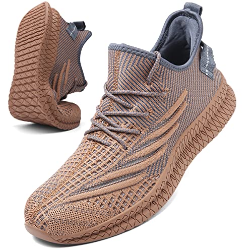 VNANV Herren Laufen Gehen Tennis Trainer Casual Fitnessstudio Athletische Fitness Sport Schuhe - Mode Turnschuhe- Leichtgewicht-Komfortable（sandig 41） von VNANV