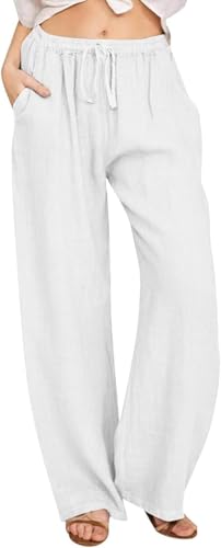 VNBUY Leinenhose Damen Leichte Sommerhose Baumwolle Leinen Hose Cargohosen Leicht Frau Jogginghose Einfarbig Elegante Wanderhose VNBUY Leinenhose Damen Leichte Sommerhose Baumwolle Leinen Hose Cargohosen Leicht Frau Jogginghose Einfarbig Elegante Wanderhose von VNBUY