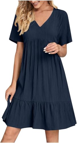 VNBUY Sommerkleid für Damen Sommerkleider Kurzarm Blusenkleid Elegant Freizeitkleid Einfarbige Leicht und Luftig Oberteil Strandkleid Frauen Festkleider Shirtkleid Baumwolle Cocktailkleid VNBUY Sommerkleid für Damen Sommerkleider Kurzarm Blusenkleid Elegant Freizeitkleid Einfarbige Leicht und Luftig Oberteil Strandkleid Frauen Festkleider Shirtkleid Baumwolle Cocktailkleid von VNBUY