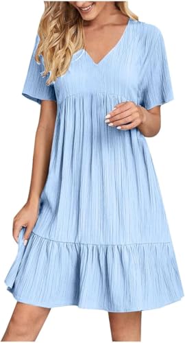 VNBUY Sommerkleid für Damen Sommerkleider Kurzarm Blusenkleid Elegant Freizeitkleid Einfarbige Leicht und Luftig Oberteil Strandkleid Frauen Festkleider Shirtkleid Baumwolle Cocktailkleid VNBUY Sommerkleid für Damen Sommerkleider Kurzarm Blusenkleid Elegant Freizeitkleid Einfarbige Leicht und Luftig Oberteil Strandkleid Frauen Festkleider Shirtkleid Baumwolle Cocktailkleid von VNBUY
