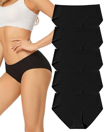 VOENXE Hipster Unterwäsche Damen Mehrpack,Nahtlose Bequeme Stretch Slip Unterhosen Frauen Mehrfarbig,Seamless No Show Schlüpfer Atmungsaktiv Hüftslip Panty 5er-Pack Set von VOENXE