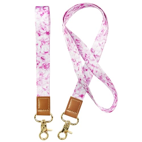 VOGVOR Lanyard-Armband, bedruckte Lanyards für den Hals, Leder-Lanyards, Schlüsselband mit Metallschnalle, Umhängeband für Ausweis, Ausweishalter, Autoschlüssel, Telefon, Passkarte (Rosa) von VOGVOR