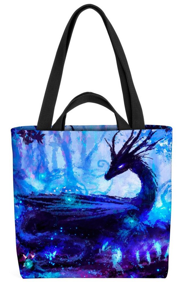 VOID Henkeltasche (1-tlg), Drache Wald Fantasy Nacht Kinder Monster Märchen Prinzessin Geschicht von VOID