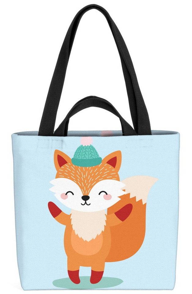 VOID Henkeltasche (1-tlg), Fuchs Tierkinder Kinderzimmer Kinder Tiere Winter Weihnachten Tierbabys von VOID