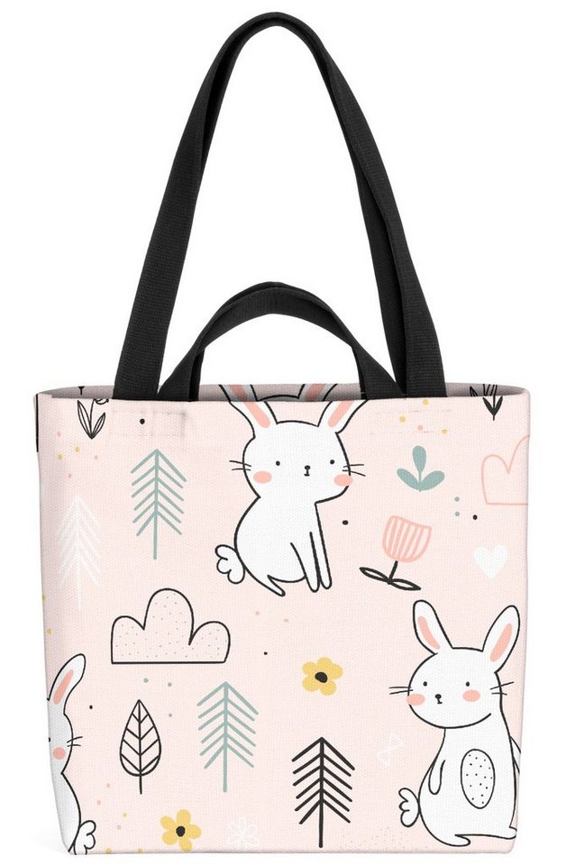 VOID Henkeltasche (1-tlg), Hasen Kinder Wald Wiese Hase süß Ostern Wiese Blumen Kinder Tiere Kin von VOID