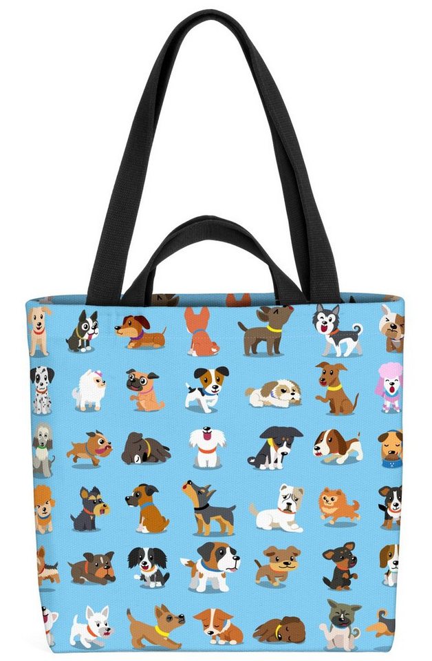 VOID Henkeltasche (1-tlg), Hundewelpen Comic blau Hunde Hündchen Welpen Haustier Tiere Babys Kinder von VOID