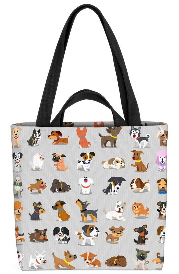 VOID Henkeltasche (1-tlg), Hundewelpen Comic grau Hunde Hündchen Welpen Haustier Tiere Babys Kinder von VOID