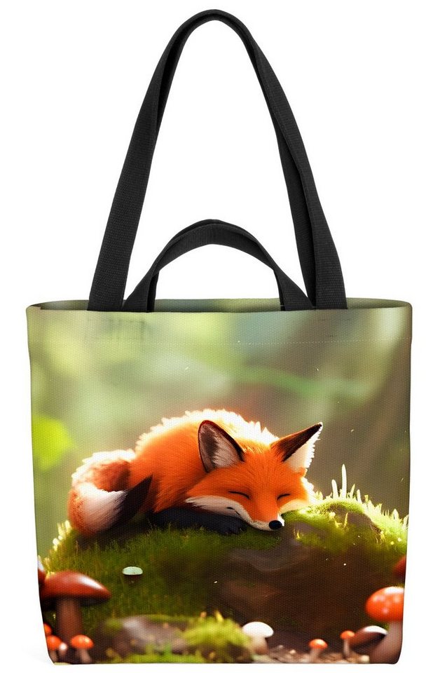 VOID Henkeltasche (1-tlg), Kleiner Fuchs Wald Kinder Pilze Baby Comic Zeichentrick hase märchen von VOID