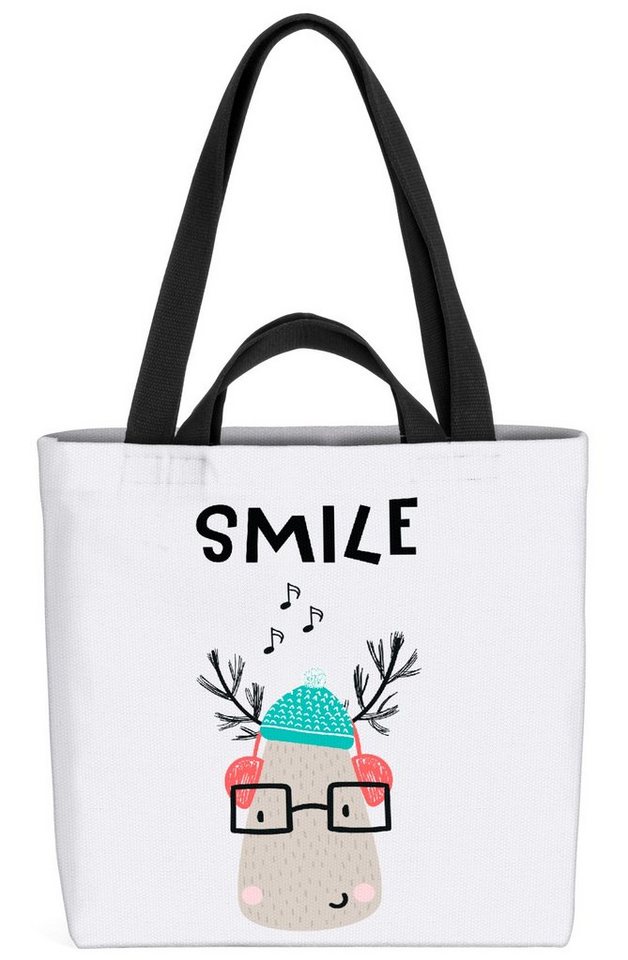 VOID Henkeltasche (1-tlg), Rentier Smile Winter Rentier Smile Winter Tier Kinderzimmer Kinder Ze von VOID