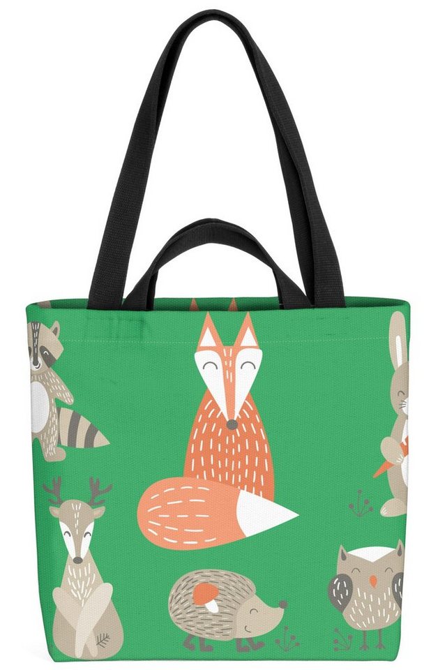 VOID Henkeltasche (1-tlg), Waldtiere Kinder Fuchs Wald Tiere Kinder Fuchs Rentier Hirsch Hase Eule von VOID