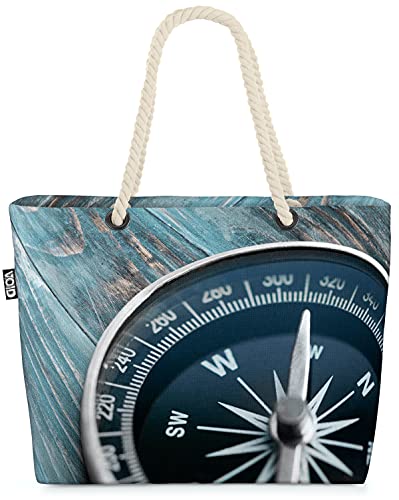 VOID Kompass Seefahrt Segeln Strandtasche Shopper 58x38x16cm 23L XXL Einkaufstasche Tasche Reisetasche Beach Bag von VOID