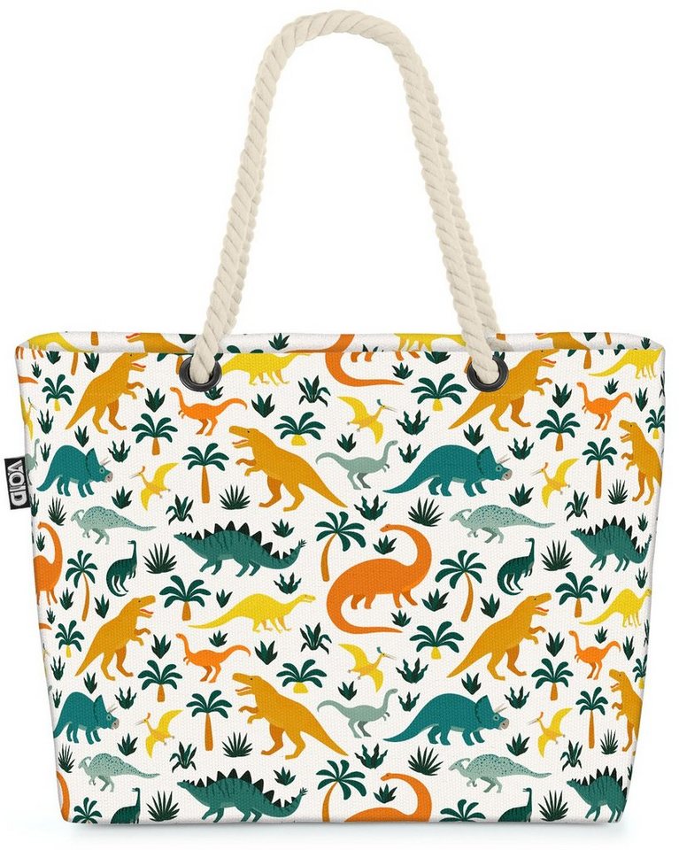 VOID Strandtasche (1-tlg), Dinos Palmen Beach Bag Kinder Dinosaurier Kinderzimmer Süß Palmenbläter von VOID