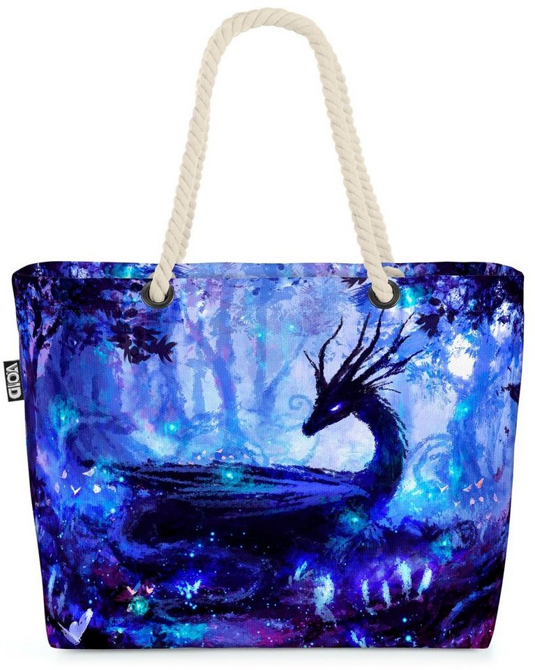 VOID Strandtasche (1-tlg), Drache Wald Fantasy Nacht Kinder Monster Märchen Prinzessin Geschicht von VOID