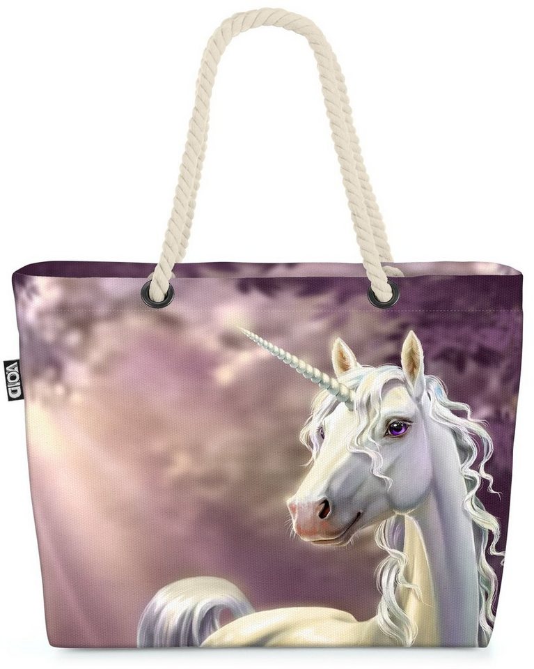 VOID Strandtasche (1-tlg), Einhorn Mädchen Himmel Tier Fabelwesen Pferd Regenbogen Blumen Rosa M von VOID