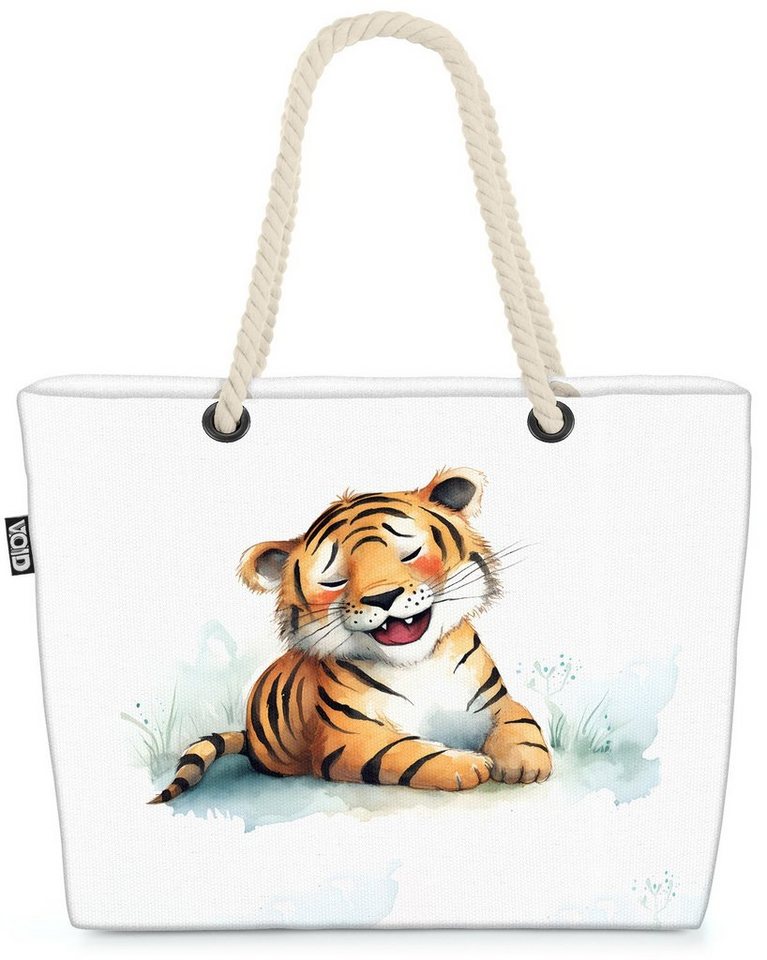 VOID Strandtasche (1-tlg), Happy Tiger Dschungel Kinder Dschungel Kind Safari tiger katze plüsch von VOID