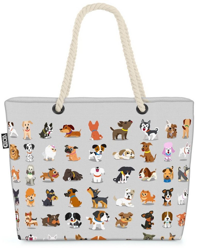 VOID Strandtasche (1-tlg), Hundewelpen Comic grau Beach Bag Hunde Hündchen Welpen Haustier Tiere Babys von VOID