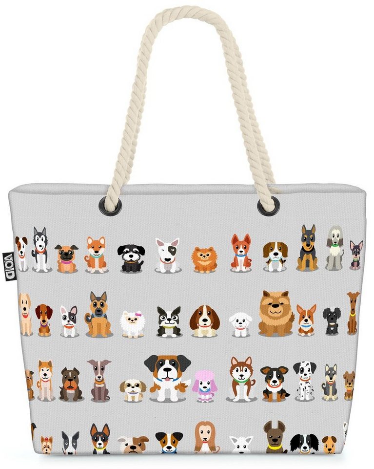 VOID Strandtasche (1-tlg), Hundewelpen Gang grau Beach Bag Hunde Hündchen Welpen Haustier Tiere Babys Kind von VOID