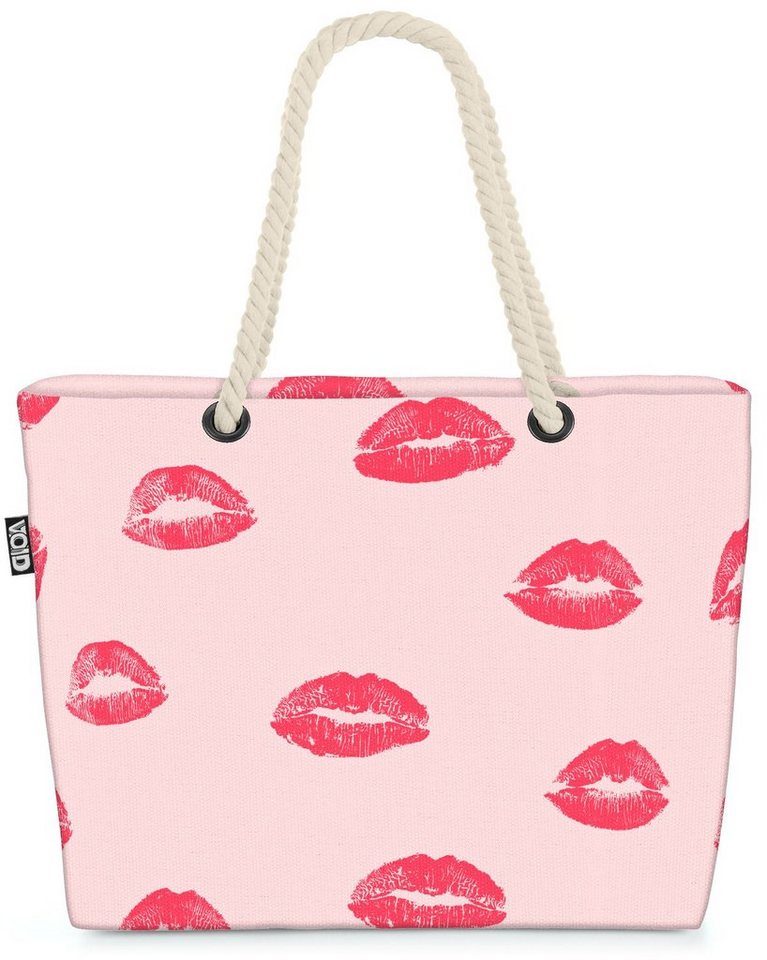 VOID Strandtasche (1-tlg), Sexy Lippen Pink Sexy Lippen Pink Mädchen Schminken Deko Lippenstift von VOID